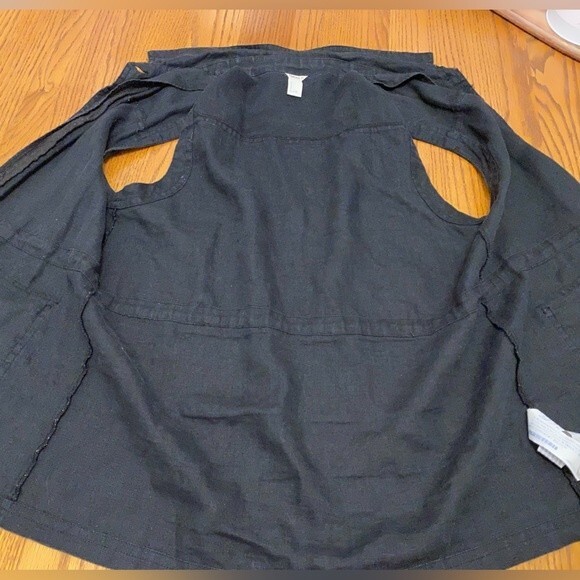 Forever21 Black Linen Button Up Vest with Draw Strings - Picture 5 of 13